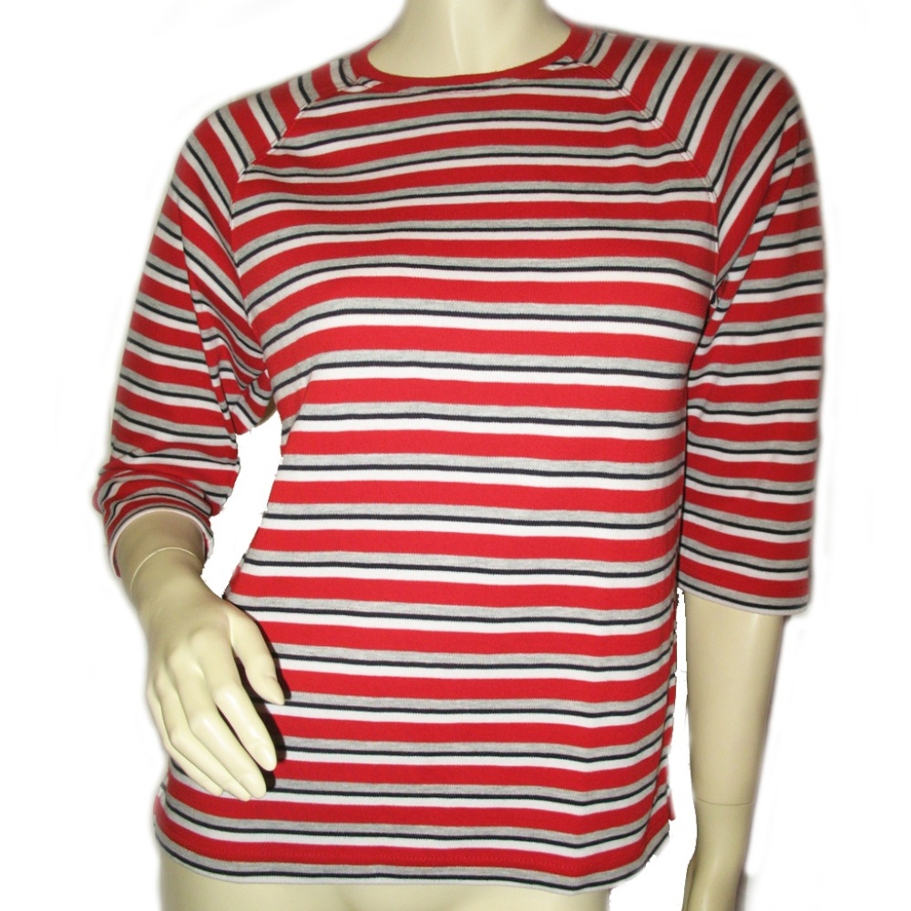 VTG Y2K 90s Karen Scott Red Striped Top Preppy Sporty Prep Retro Grunge Academia